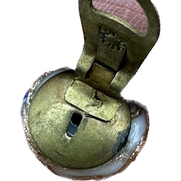 Vtg Made in ITALY Venetian Wedding Cake Glass Button Clip On Earrings Pink Gold - Picture 11 of 13